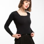 Top manche longue col carré