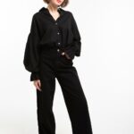 Jean large taille haute noir