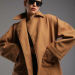 Manteau Oversize Court en Laine Mélangée