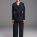 Ensemble Blazer Rayé et Pantalon Palazzo