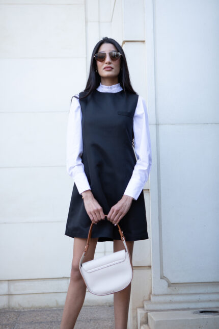 Robe Trapèze avec Chemise Blanche Intégrée