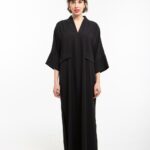 Robe fluide à col en V et manches larges
