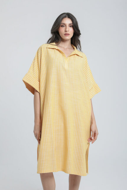 Robe tunique en lin rayé