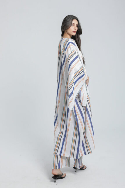 KIMONO EN LIN RAYÉ