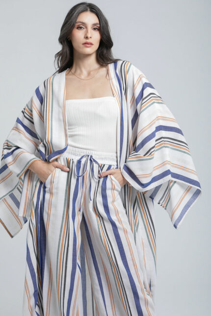 PANTALON EN LIN RAYÉ