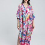 Robe mi longue en Satin Imprimé