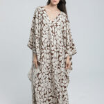 Robe longue en lin imprimé feuillage
