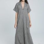 Robe longue à rayures fines en lin