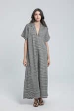 Robe longue à rayures fines en lin – Image 2