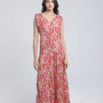 Robe longue imprimée à volants