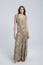 Robe longue imprimée à volants – Image 3
