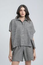 Ensemble chemise et short en lin rayé – Image 10