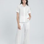 Ensemble chemise & pantalon en broderie anglaise