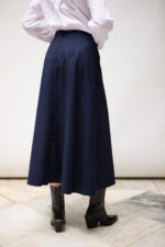 Jupe évasée flanelle bleu avec fente – Image 4