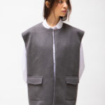 Gilet structuré sans manches laine grise