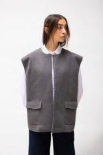 Gilet structuré sans manches laine grise