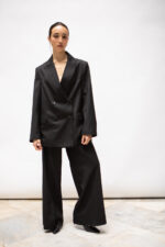 Pantalon taille haute flanelle gris charbon – Image 3