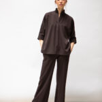 Pantalon taille haute crêpe