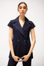 Ensemble denim blazer sans manches et pantalon bootcut – Image 4