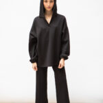 Pantalon droit spandex nervuré