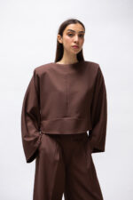 Ensemble top structuré longueur taille et pantalon fluide