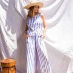 Ensemble gilet & pantalon popeline rayures