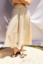 Pantalon large popeline effet jupe rayures méditérranéennes – Image 4