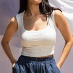 Top body maille col carré bretelles larges