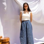 Pantalon large jean fluide effet jupe