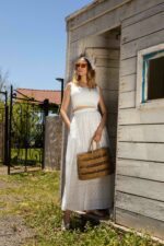 Jupe longue broderie anglaise blanche évasée – Image 2