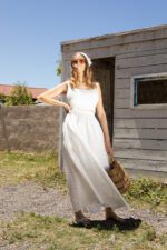 Jupe longue broderie anglaise blanche évasée – Image 3