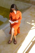 Robe chemise lin orange terracotta – Image 2