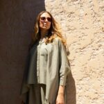 Ensemble lin chemise cape et pantalon droit