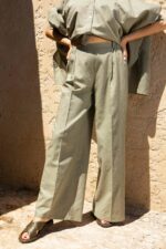 Pantalon droit lin taille élastique – Image 2
