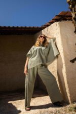 Pantalon droit lin taille élastique – Image 5