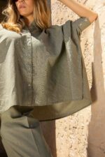 Ensemble lin chemise cape et pantalon droit – Image 5