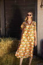 Robe jebba kimono satin imprime seventies