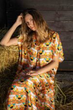 Robe jebba kimono satin imprime seventies – Image 2