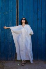 Robe jebba maxi lin raye col V – Image 4