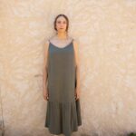 Robe bretelles trapeze viscose col V
