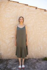 Robe bretelles trapeze viscose col V