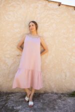 Robe bretelles trapeze viscose col V – Image 6
