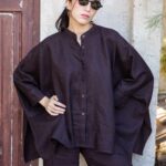 Chemise cape lin col officier