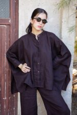 Ensemble lin chemise cape et pantalon droit – Image 7