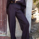 Pantalon droit lin taille élastique