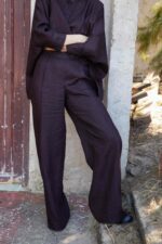 Ensemble lin chemise cape et pantalon droit – Image 8
