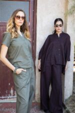Ensemble lin chemise cape et pantalon droit – Image 9