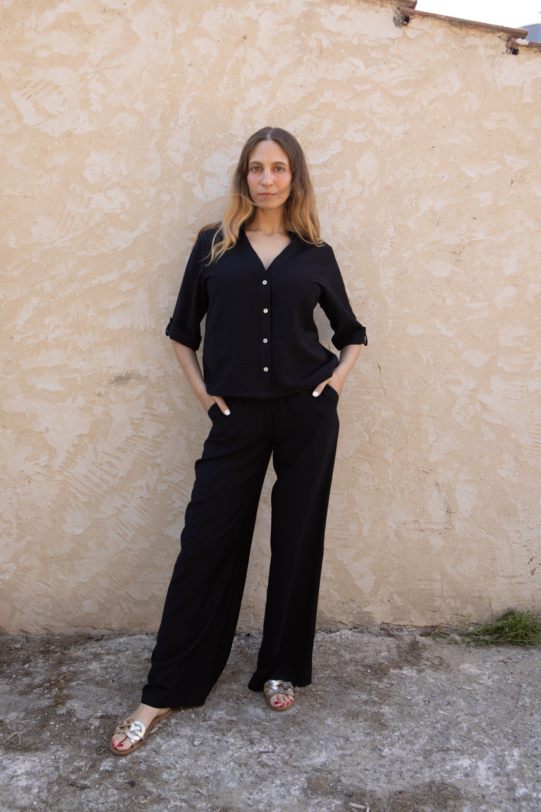 2G4A5794 Ensemble viscose chemise et pantalon droit – Image 1