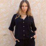 Chemise viscose col V manches courtes