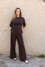 ENSEMBLE TOP COL ROND & PANTALON TAILLE ÉLASTIQUE